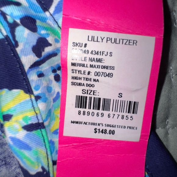 Lilly Pulitzer Merril Maxi Dress small in High Tide Navy Scuba Doo. NWT - Picture 12 of 15